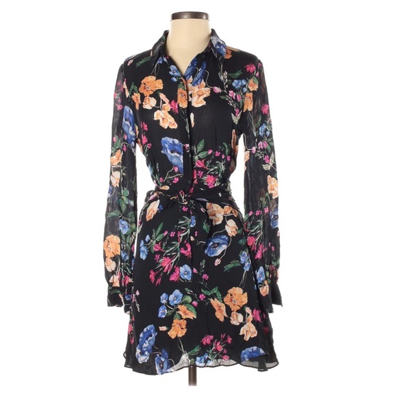 - Parker long sleeve floral mini dress 4. Runs small, fits more like a size 2 - Picture 1 of 4